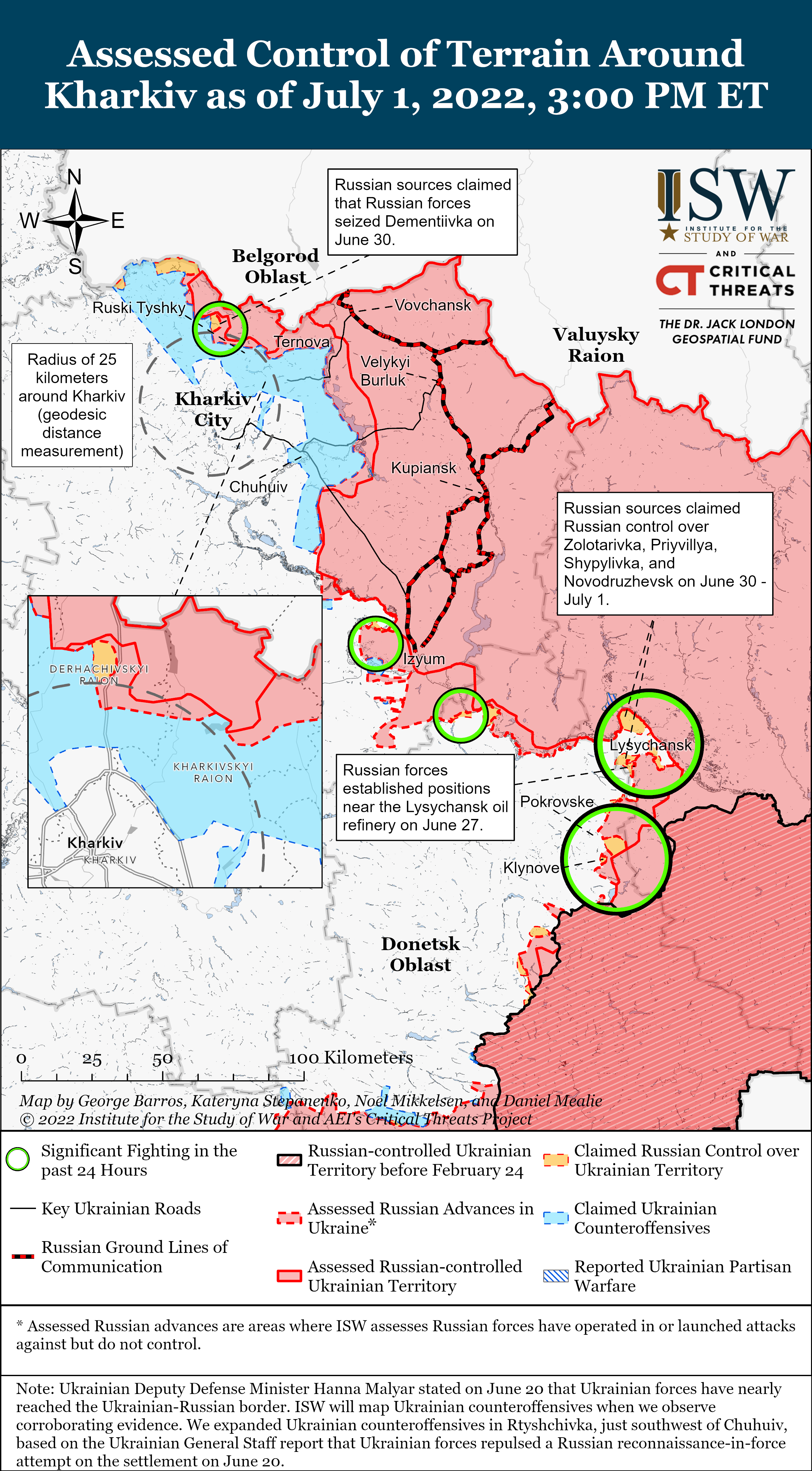 Wie ist der aktuelle Stand (01.07.22) der russischen Truppen in der Ukraine?